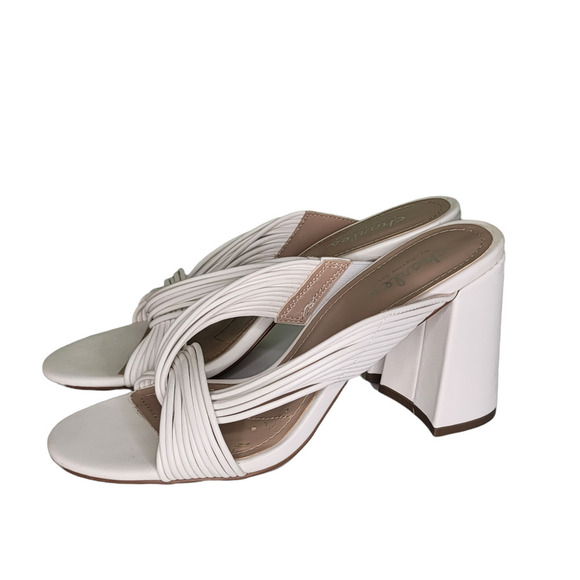 Charles by Charles David Sandals 8M White Strappy Chunky Block Heel Shoe Neutral - Picture 3 of 7